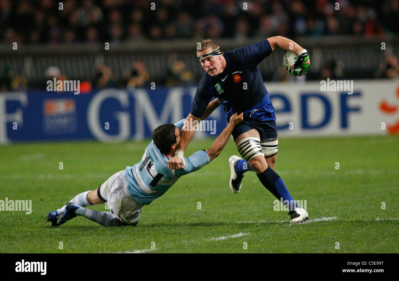 Jerome THION / Frederico ARAMBURU Rugby World Cup 2007 Third place match FRANCE v ARGENTINA Parc des Princes / Paris 19.10.07  Stock Photo