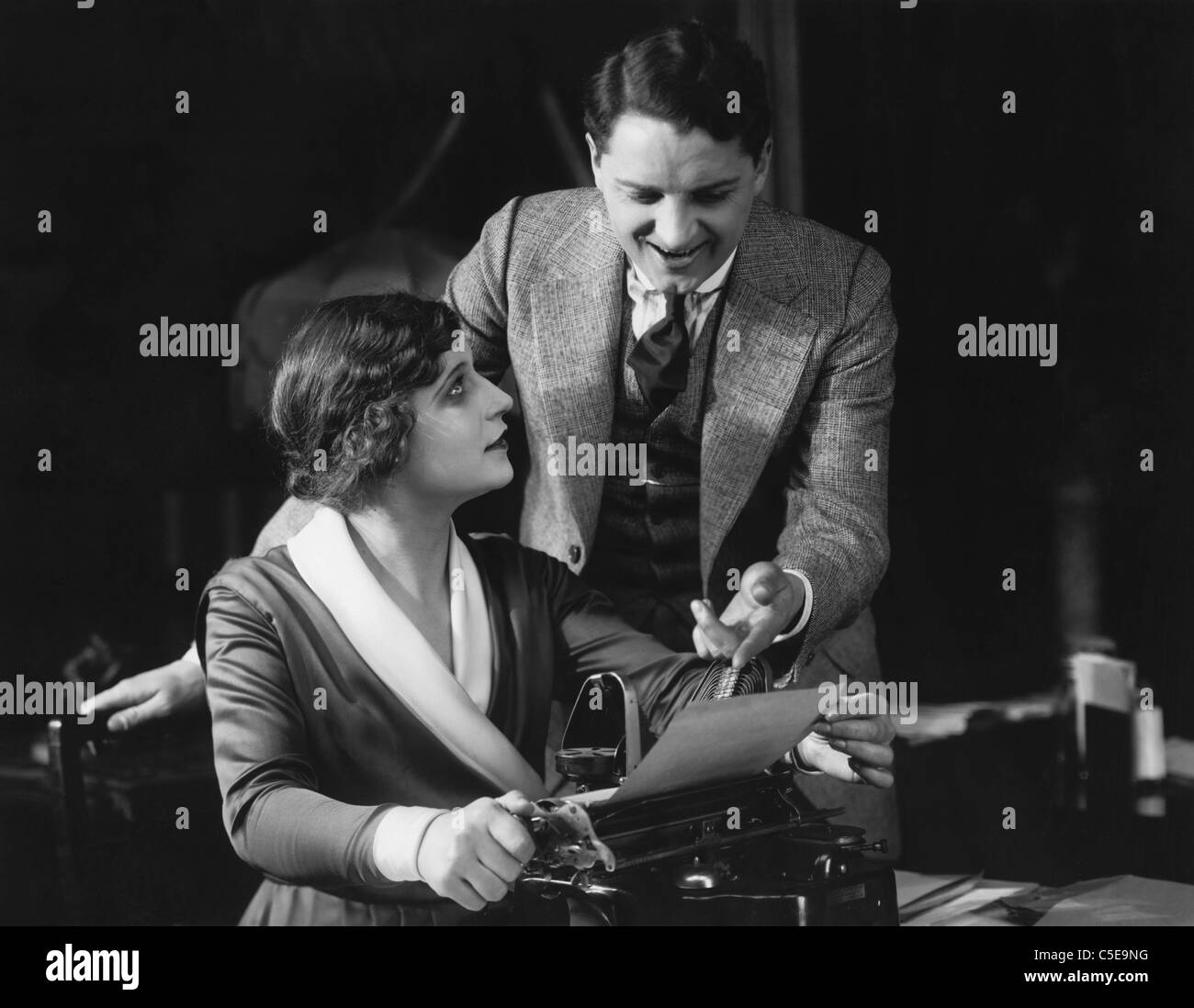 Happy smiling woman paper Black and White Stock Photos & Images - Alamy