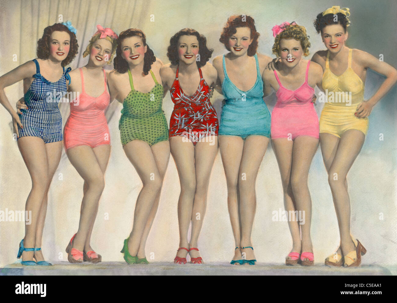 Women posing in bathing suits Stock Photo