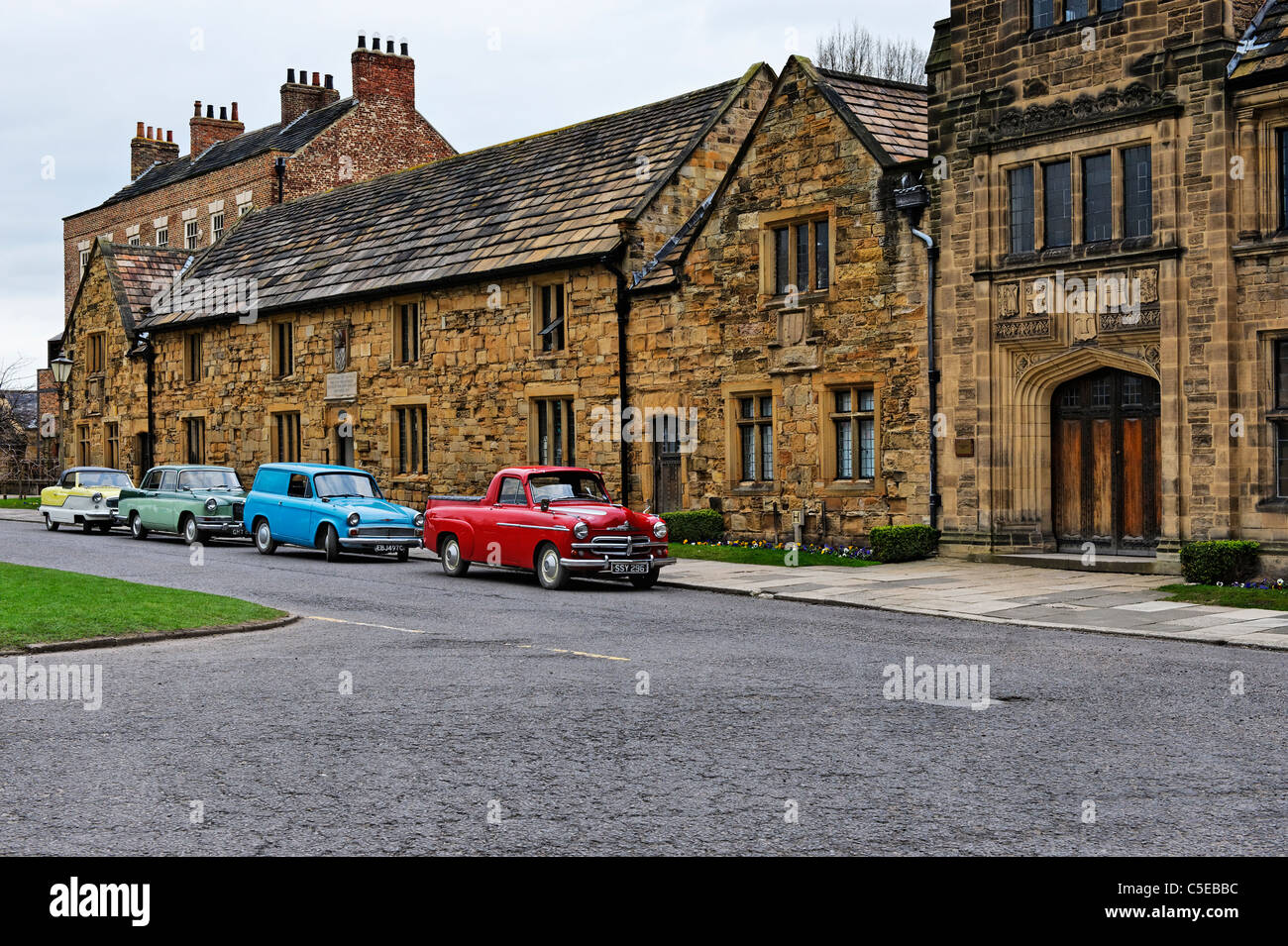 Classic cars parked in Palace Green Durham Stock Photo Alamy