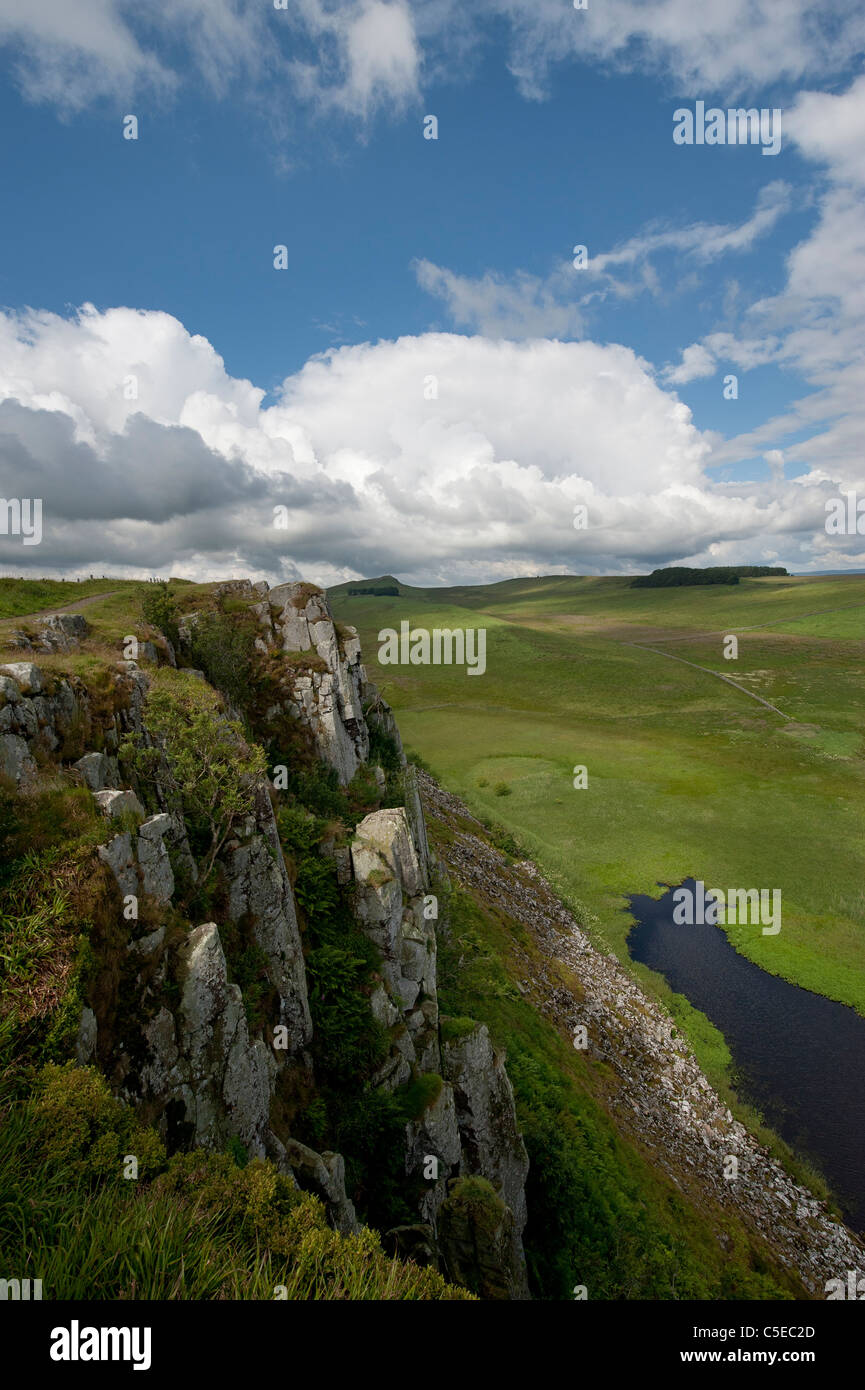 Highshield Crag and Crag Lough, Northumberland Stock Photo
