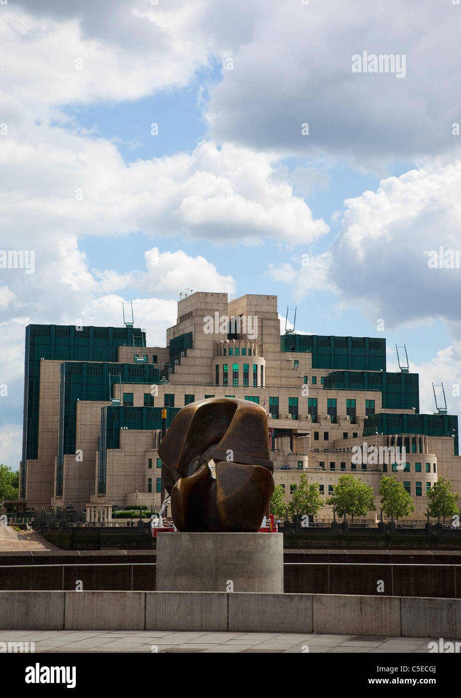 England, London, MI6 Headquarters on the Albert Embankment in Vauxhall, seen from Millbank. Stock Photo