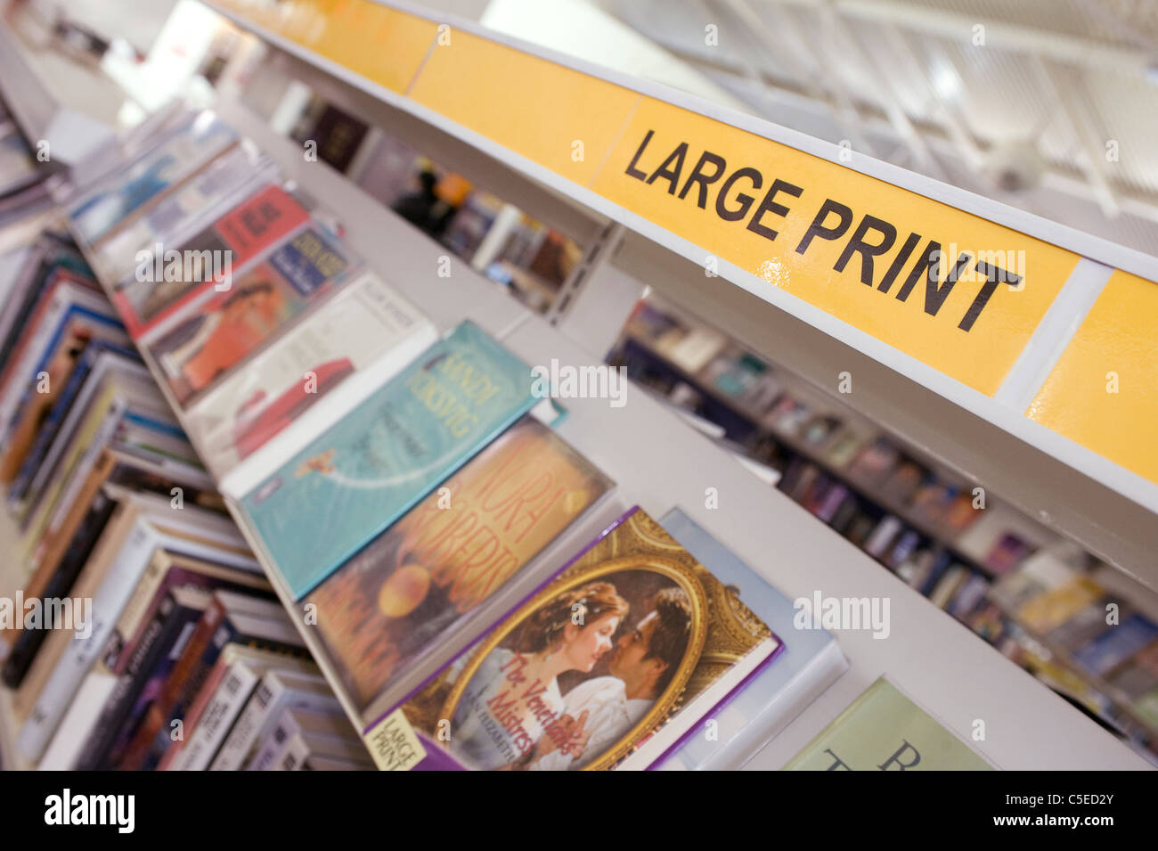 Large print books available to borrow from a library in England Stock