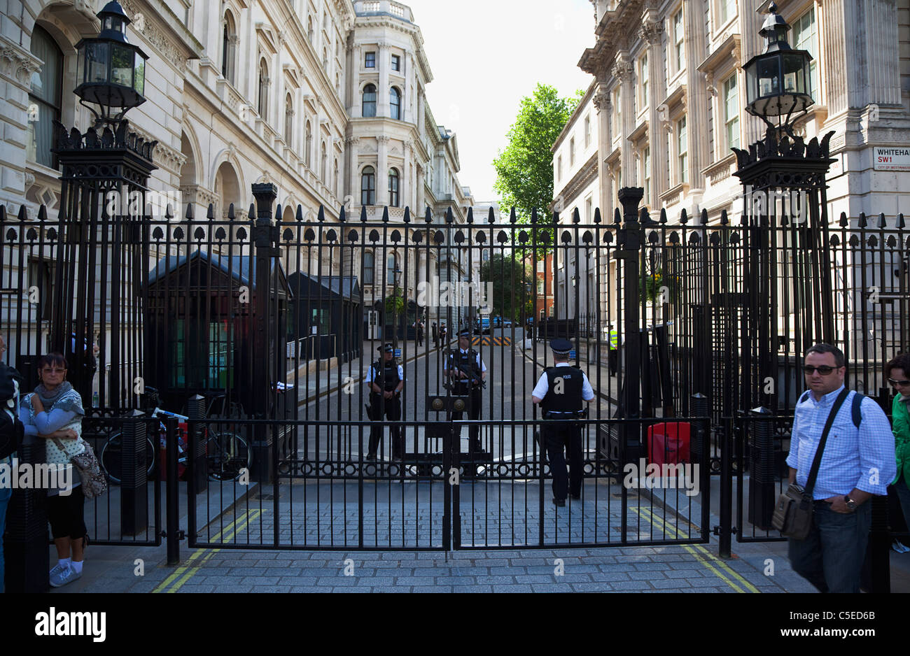 England, London, Westminster, Whitehall, Downing Street, Security gates