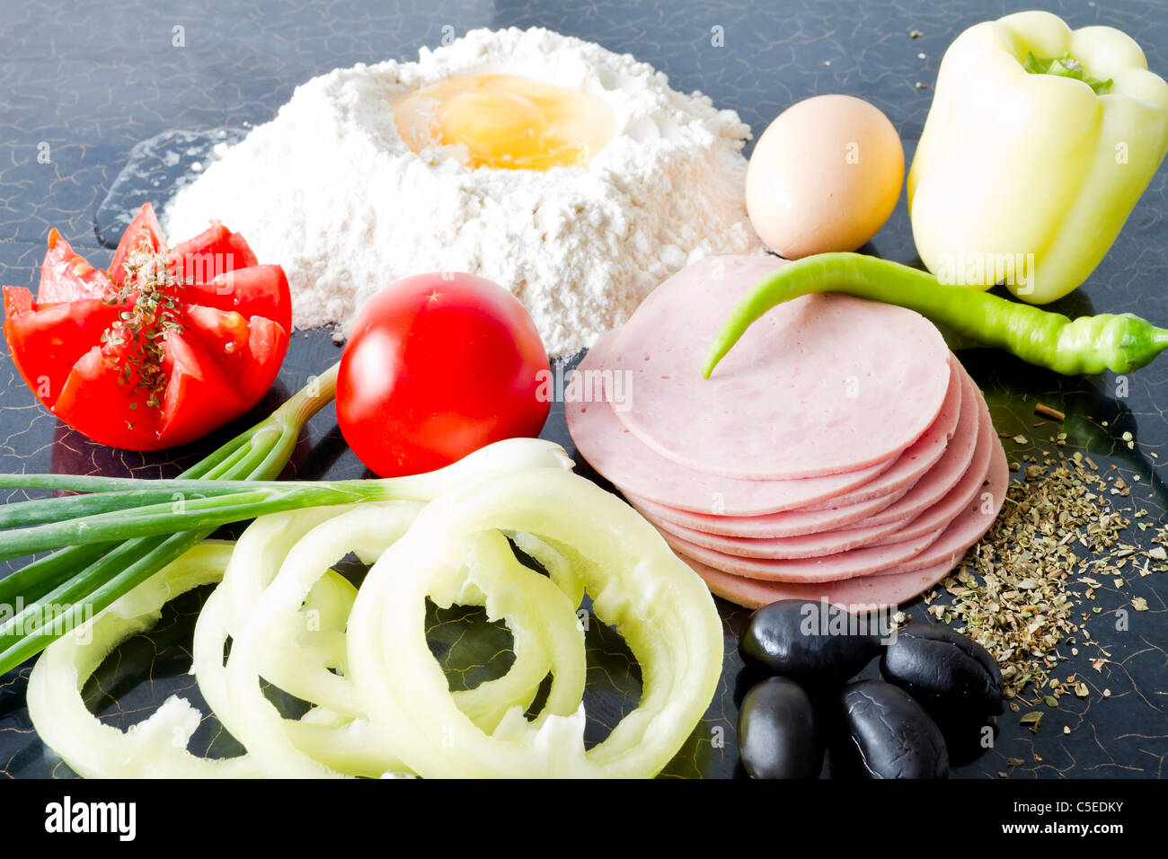 Pizza ingredients Stock Photo Alamy