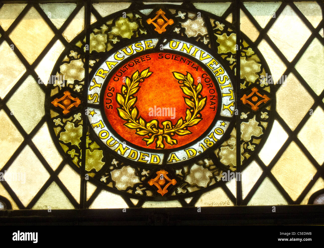 Syracuse University stained glass window Stock Photo Alamy
