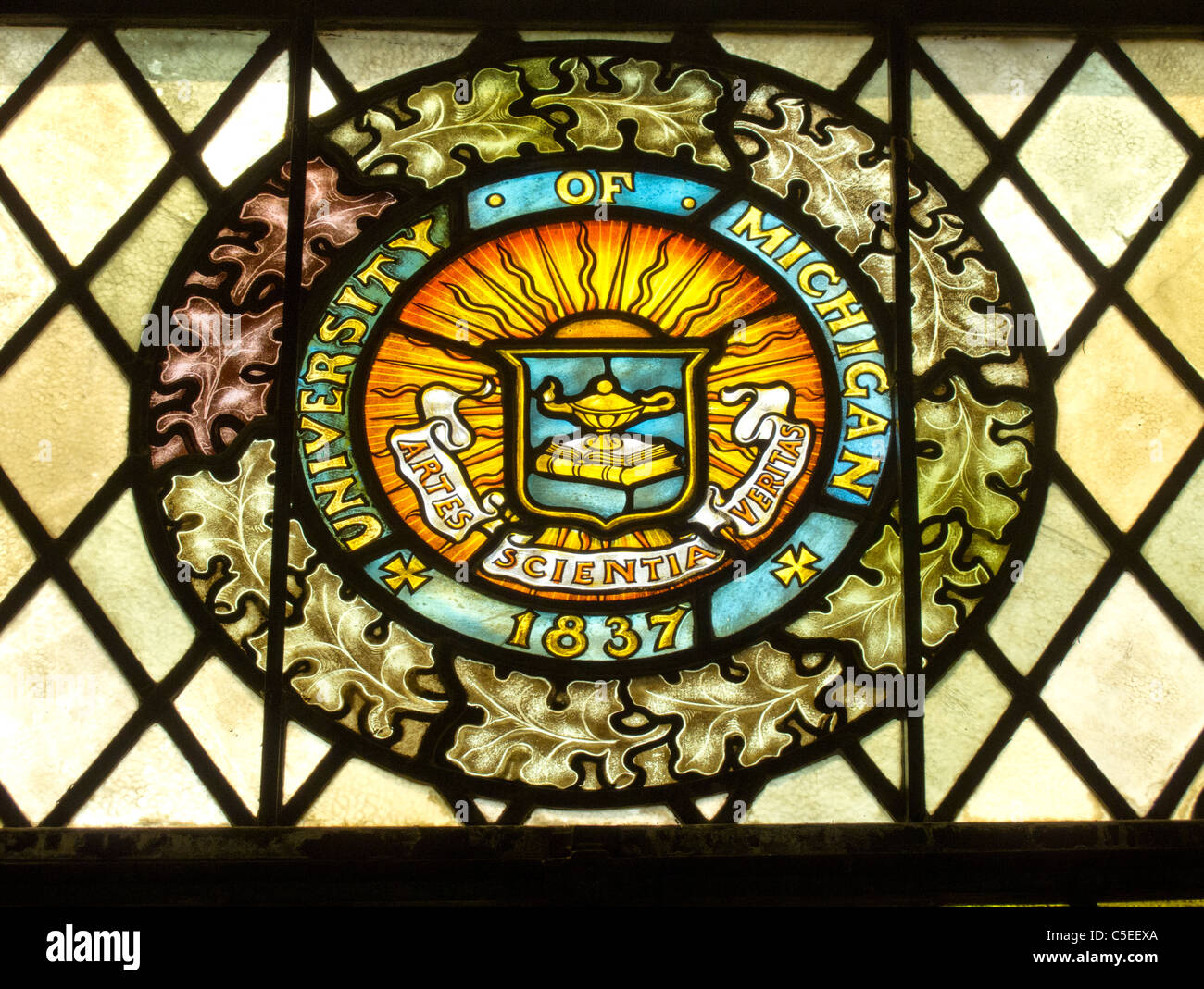 University of Michigan stained glass window Stock Photo Alamy
