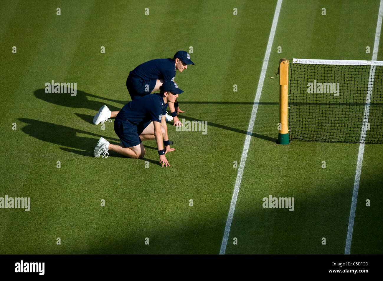 Ball boys in action on court 1 during the 2011 Wimbledon Tennis Championships Stock Photo