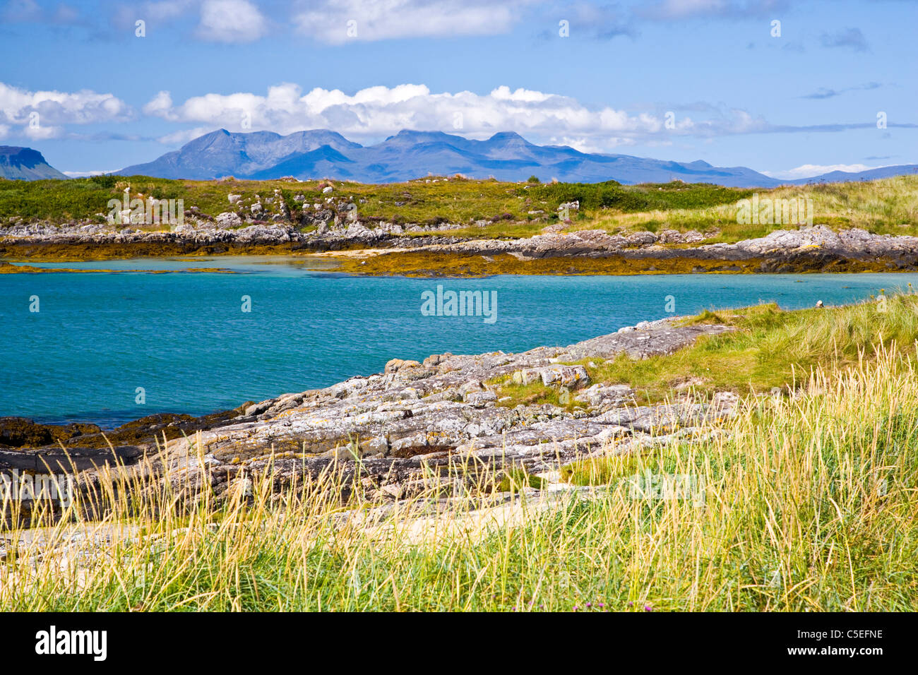 The isle of Rum viewed from the Beach at Traigh near Portnaluchaig