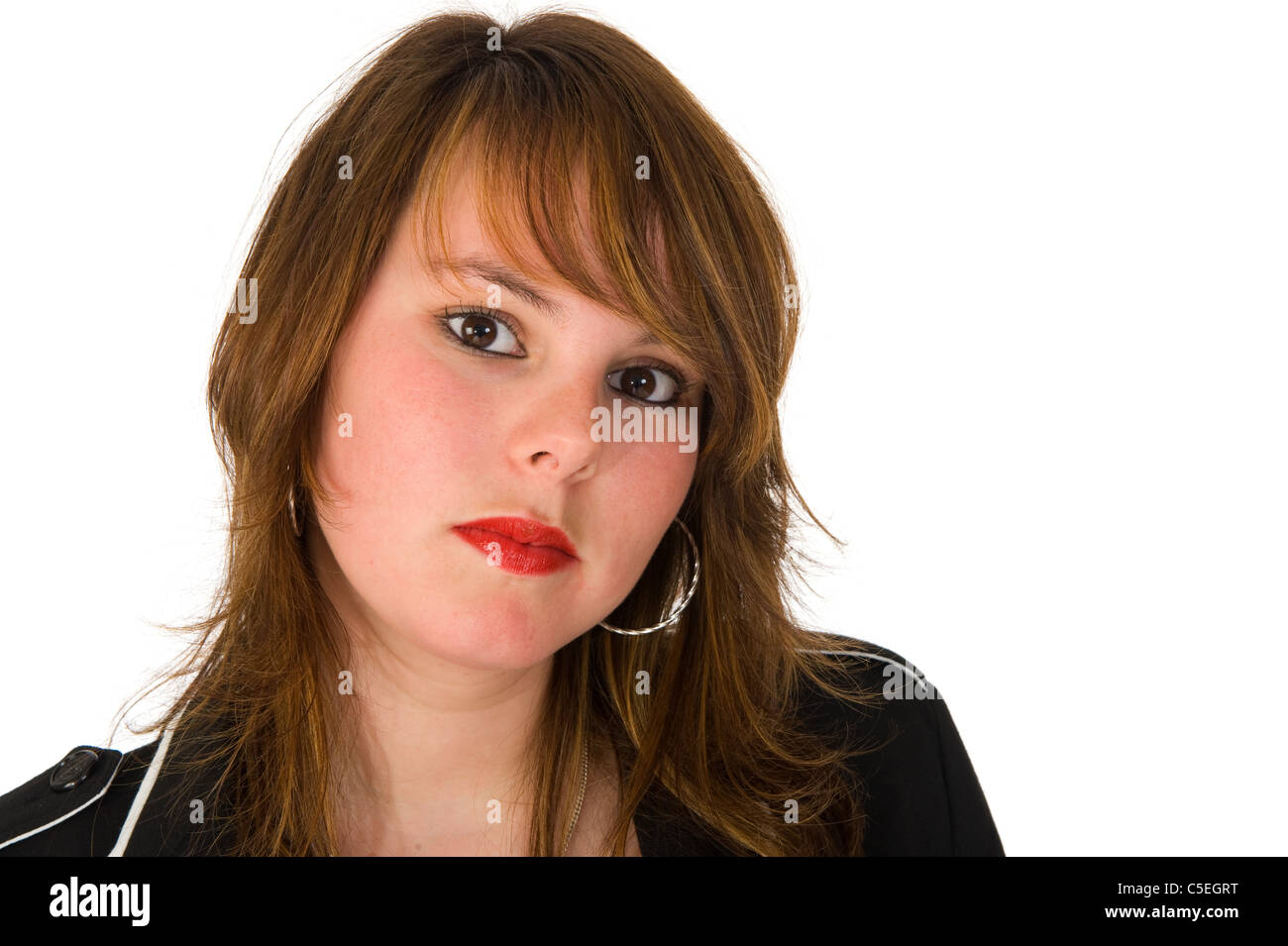Portrait of a beautiful girl on white background Stock Photo - Alamy