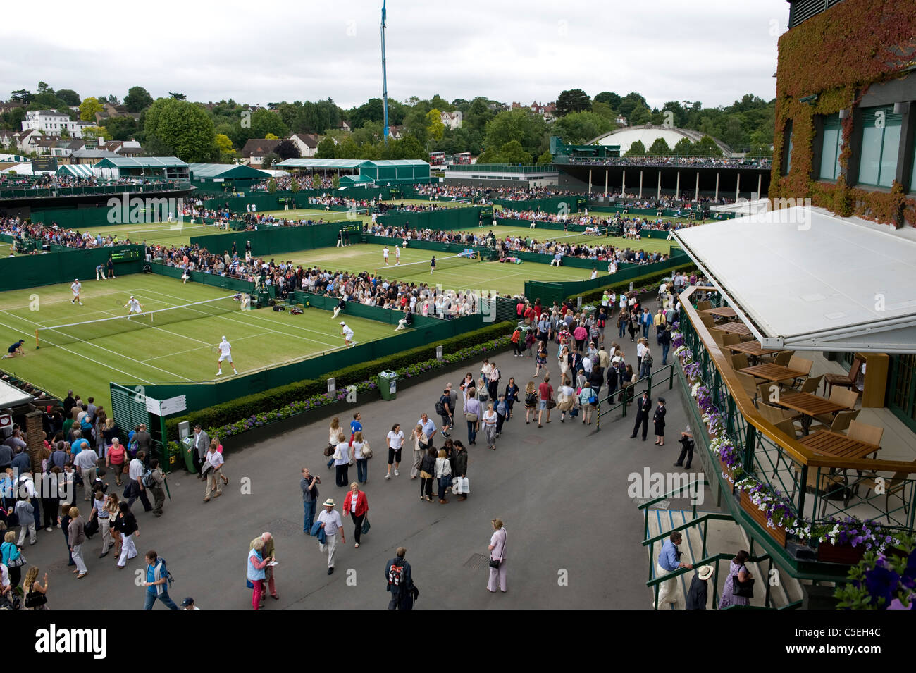View over court 7 and 6 during the 2011 Wimbledon Tennis Championships Stock Photo