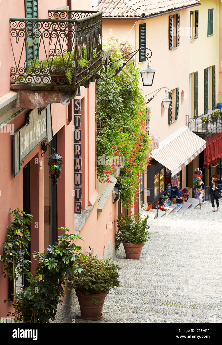 The streets of Bellagio on Lake Como, Lombardy Italy Stock Photo
