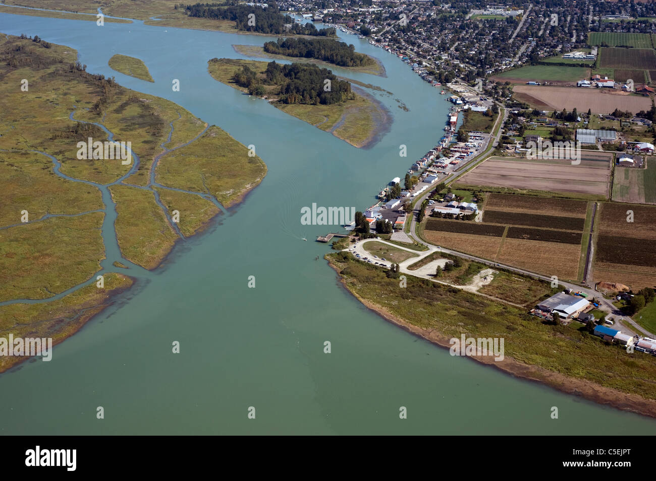 Vancouver  Aerial - Fraser River in Richmond Stock Photo