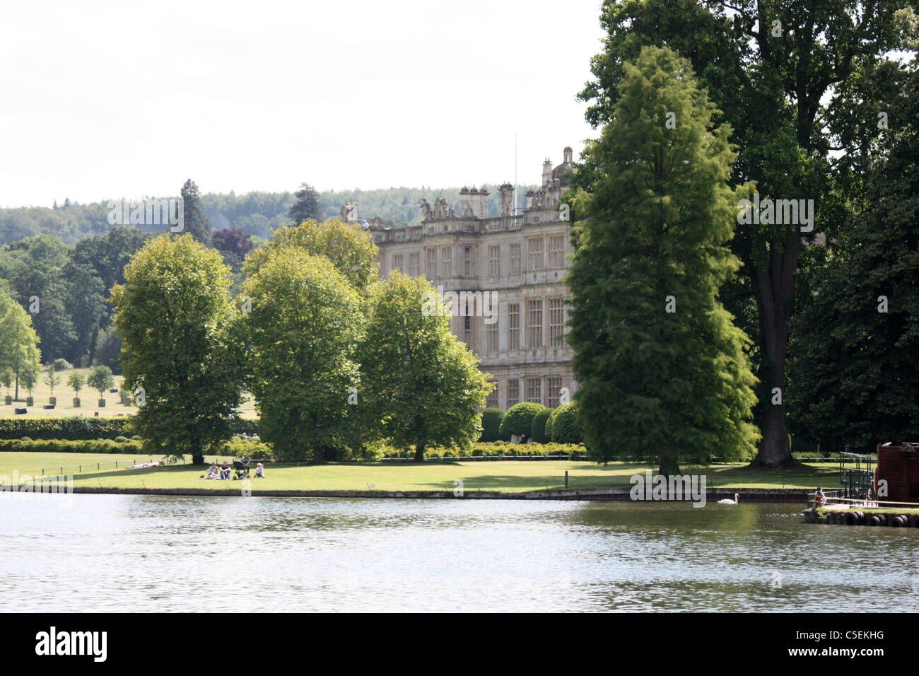 Longleat house and river at Longleat safari and adventure park Stock Photo