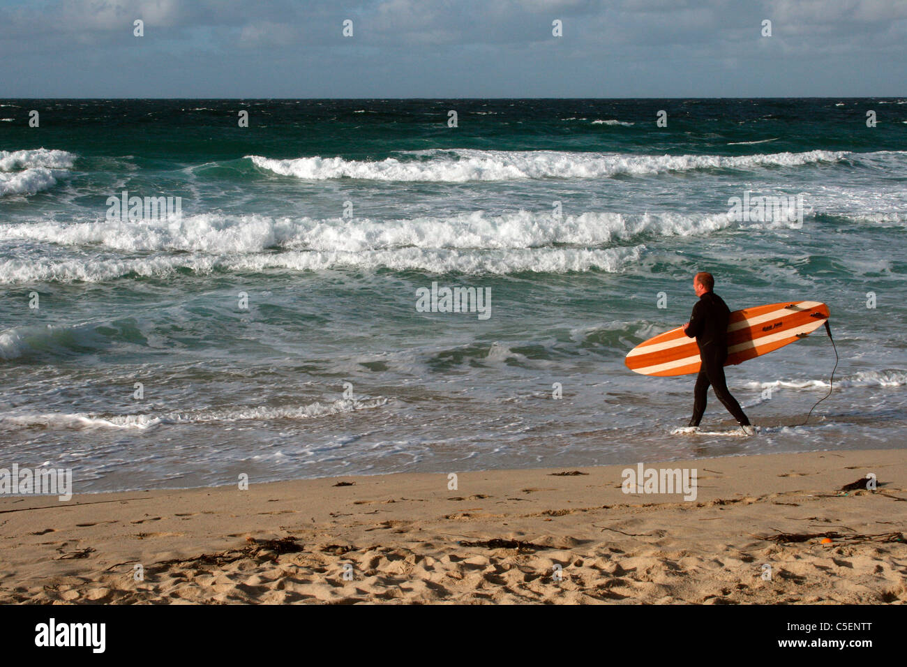 Surfing at Porthmeor Beach, St Ives, Cornwall Stock Photo Alamy