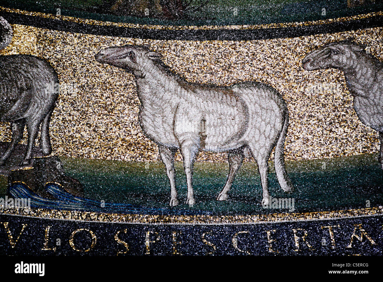Mosaics in church of S. Cosma e Damiano (536), Rome, Italy Stock Photo