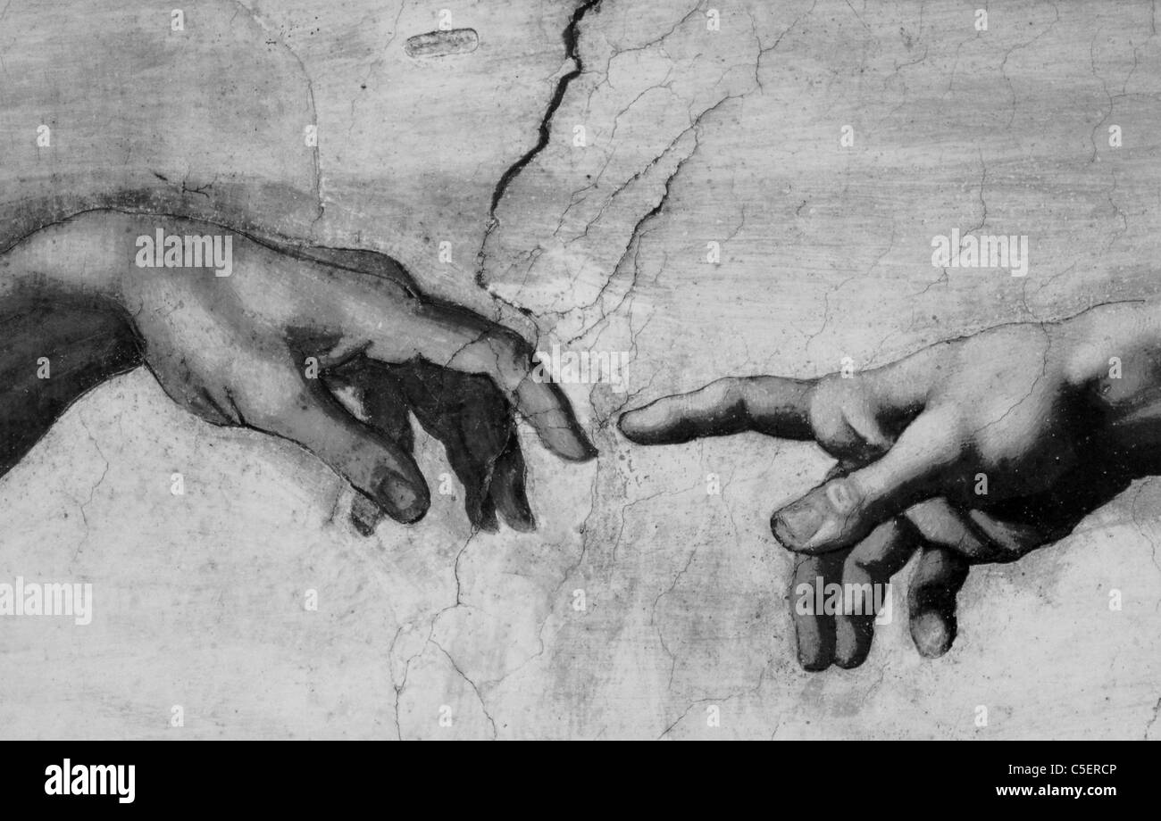 The creation of adam hands hi-res stock photography and