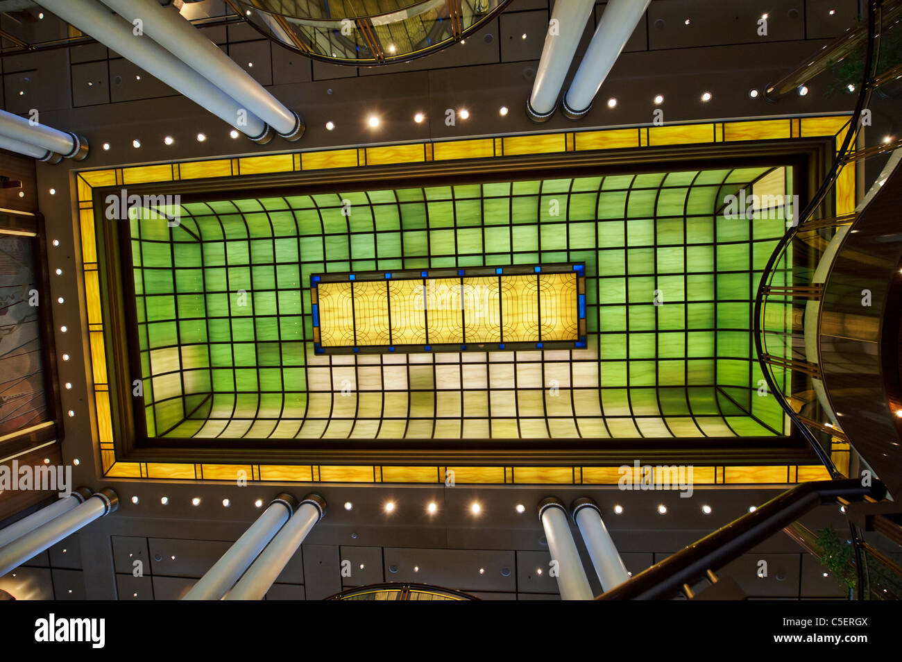 The ceiling of the Britannia Restaurant, Cunard Queen Mary 2 Ocean
