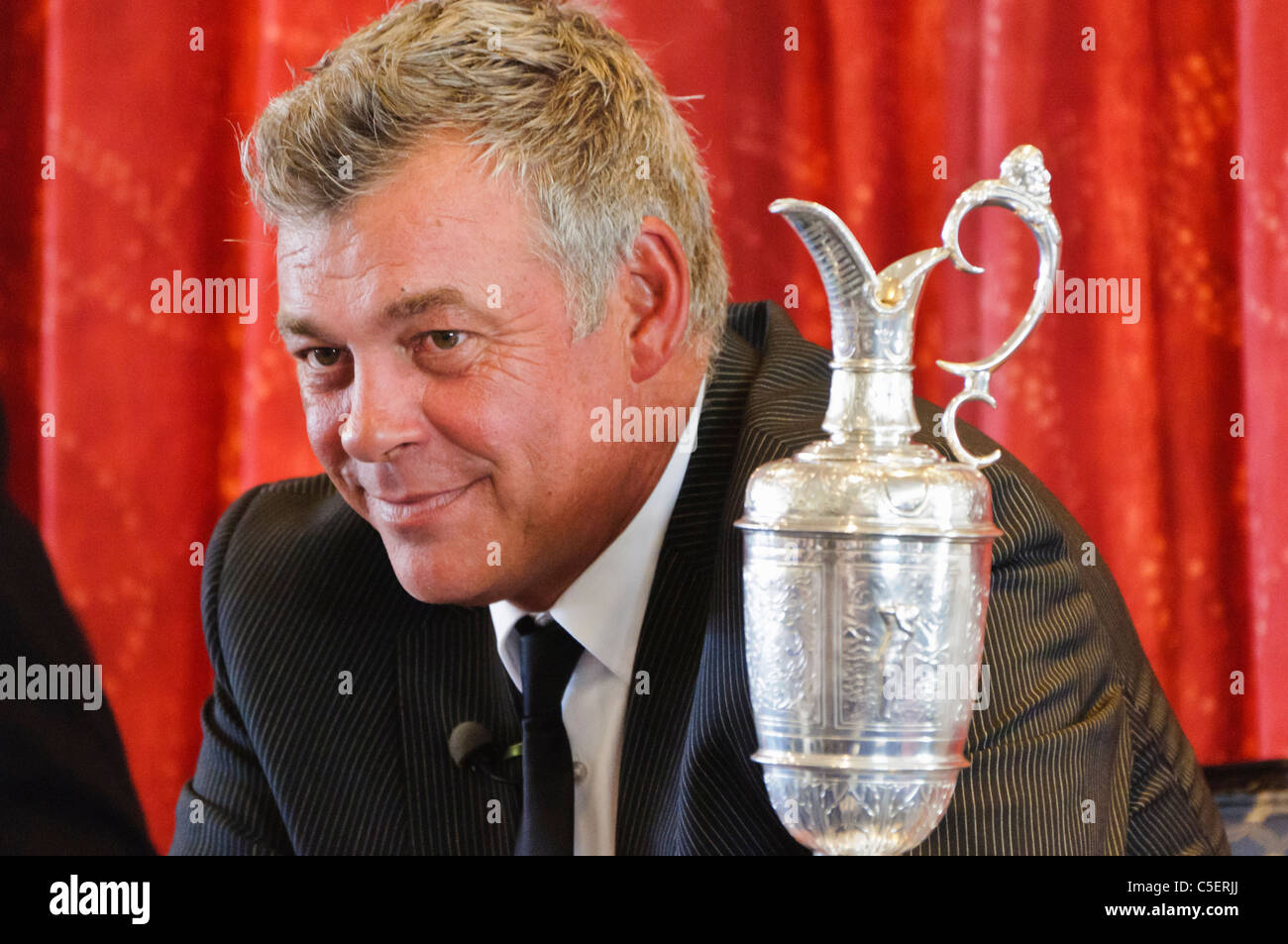 Darren Clarke returns to Royal Portrush Golf Club after winning the 2011 British Open Championship Stock Photo