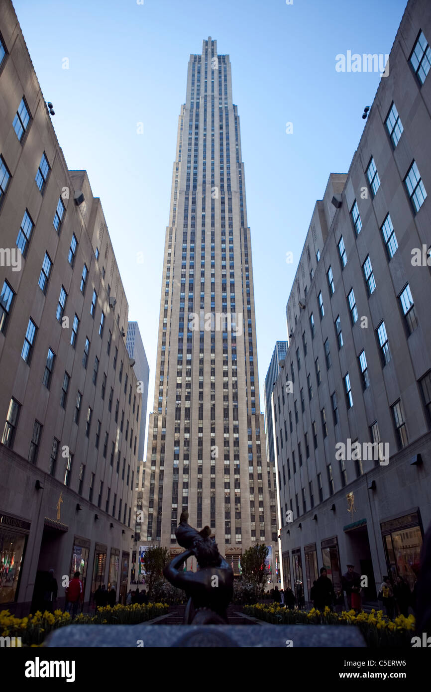 Rockefeller, The Rock, Manhattan, New York City with blue sky Stock Photo