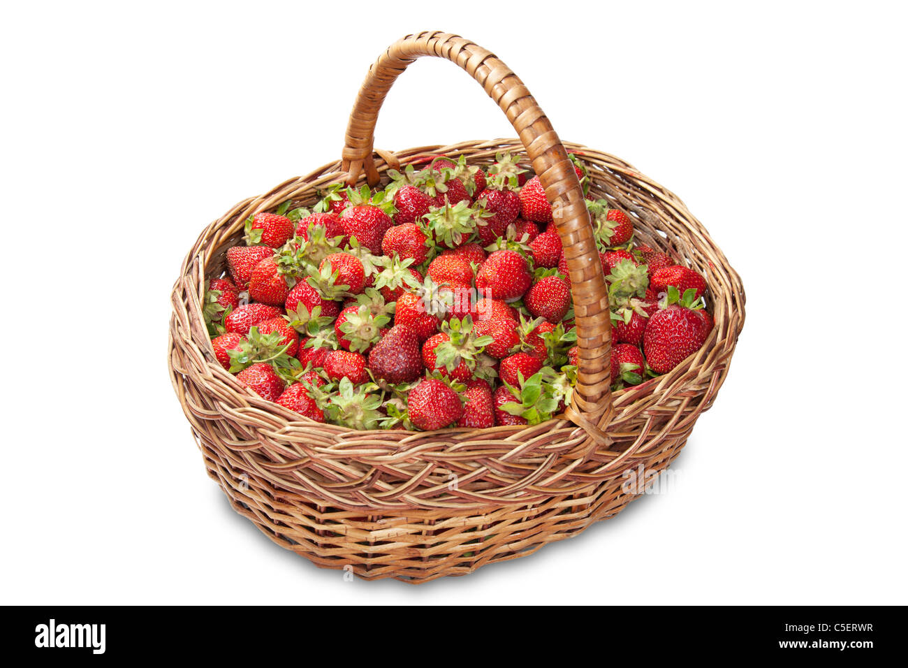 Full basket of ripe strawberries isolated on white background Stock ...