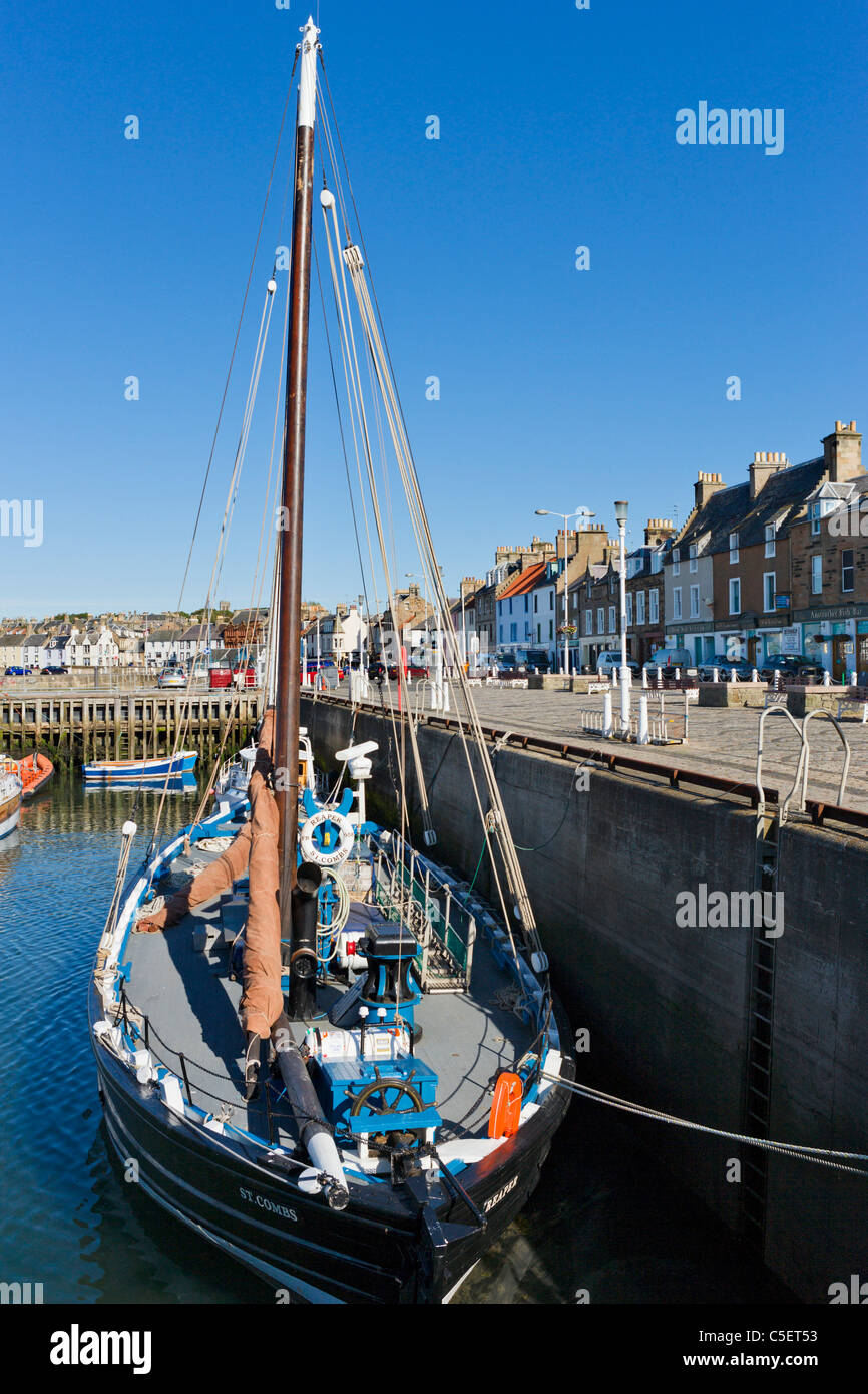 The historic Fife herring drifter Reaper in Anstruther harbour, East Neuk, Fife, Scotland, UK Stock Photo