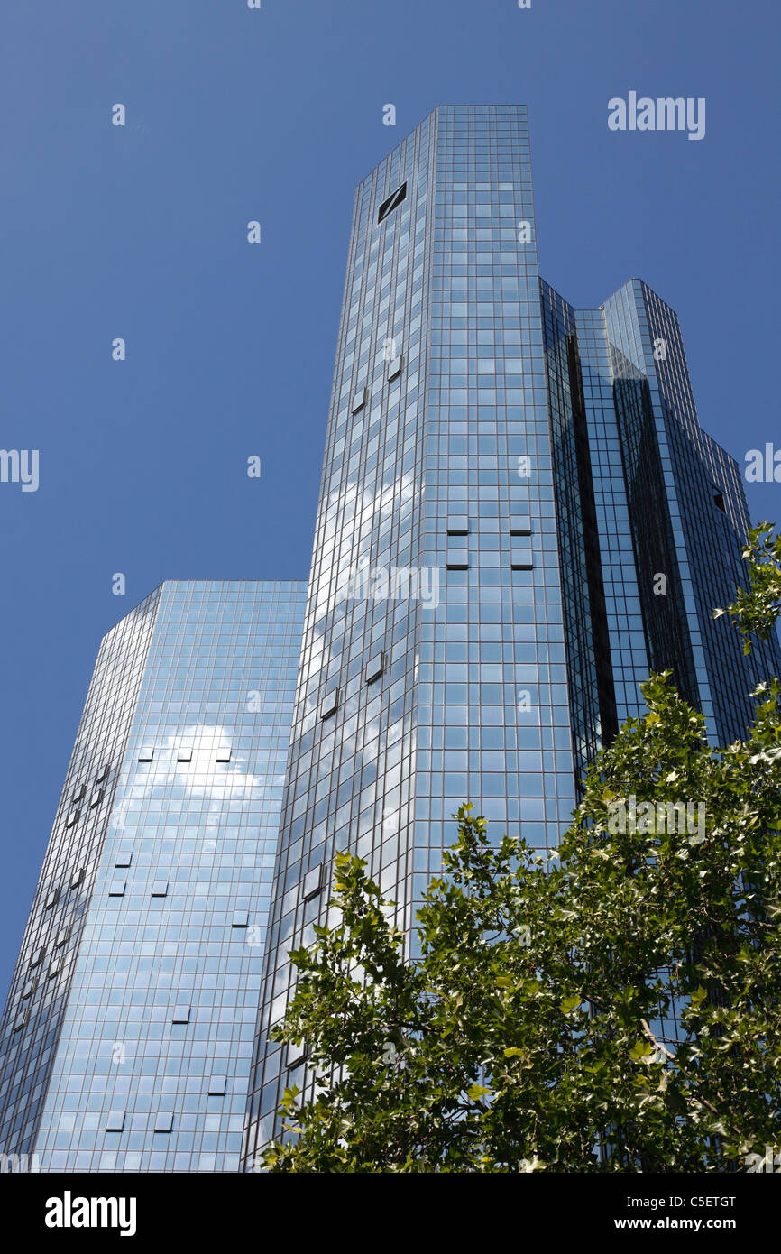 Deutsche Bank Headquarters in Frankfurt (Main);  German Bank twin towers in Frankfurt; Editorial use only! Stock Photo
