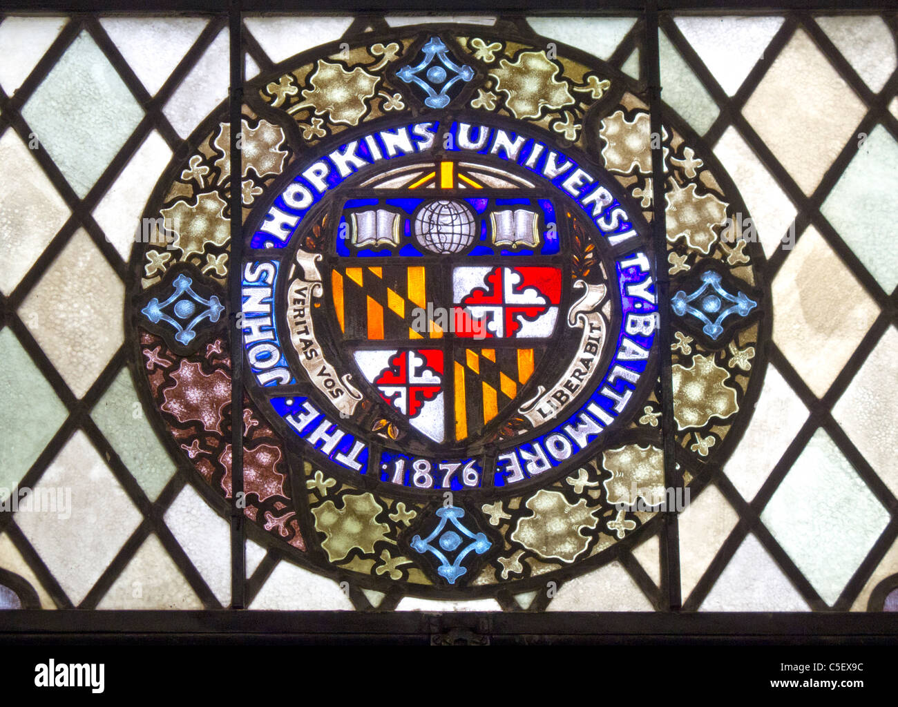 Johns Hopkins university stained glass window Stock Photo Alamy