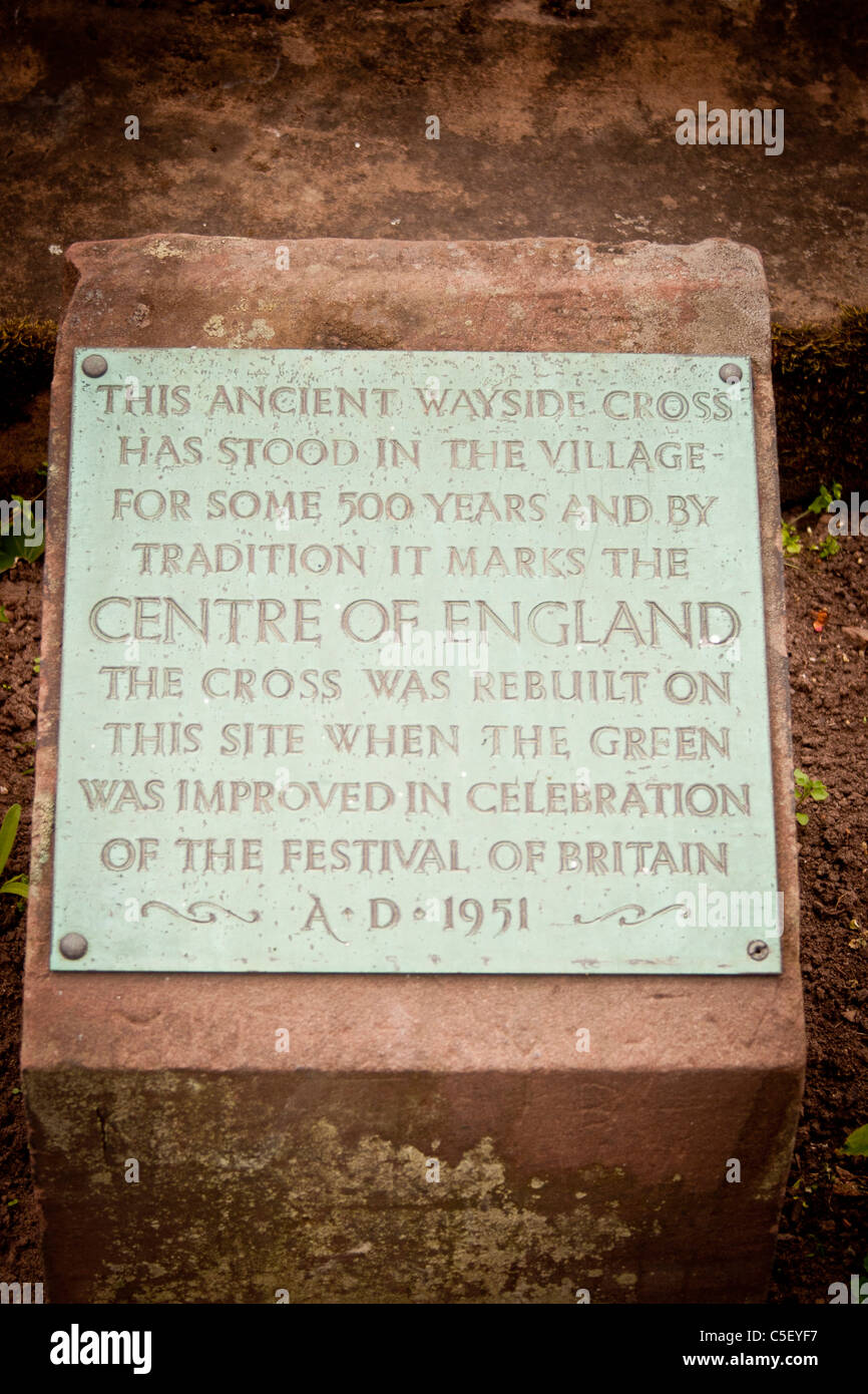 plaque with description of the cross at meriden.upright format.copy space. Stock Photo