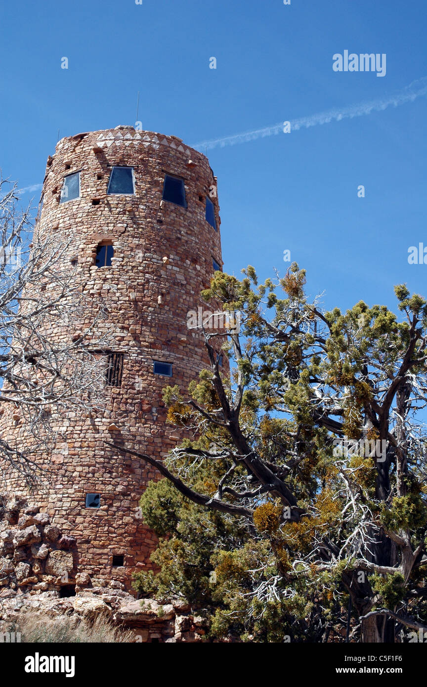 The Desert View Watchtower was one of the structures in the Grand Canyon designed by Mary Colter for the Fred Harvey Company Stock Photo