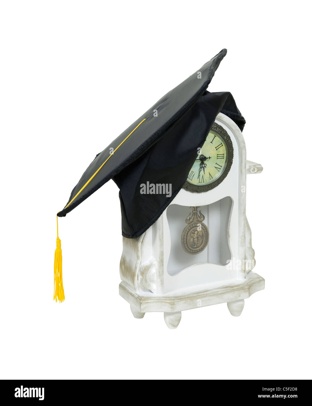 Graduation mortar board with tassel used during ceremonies on a