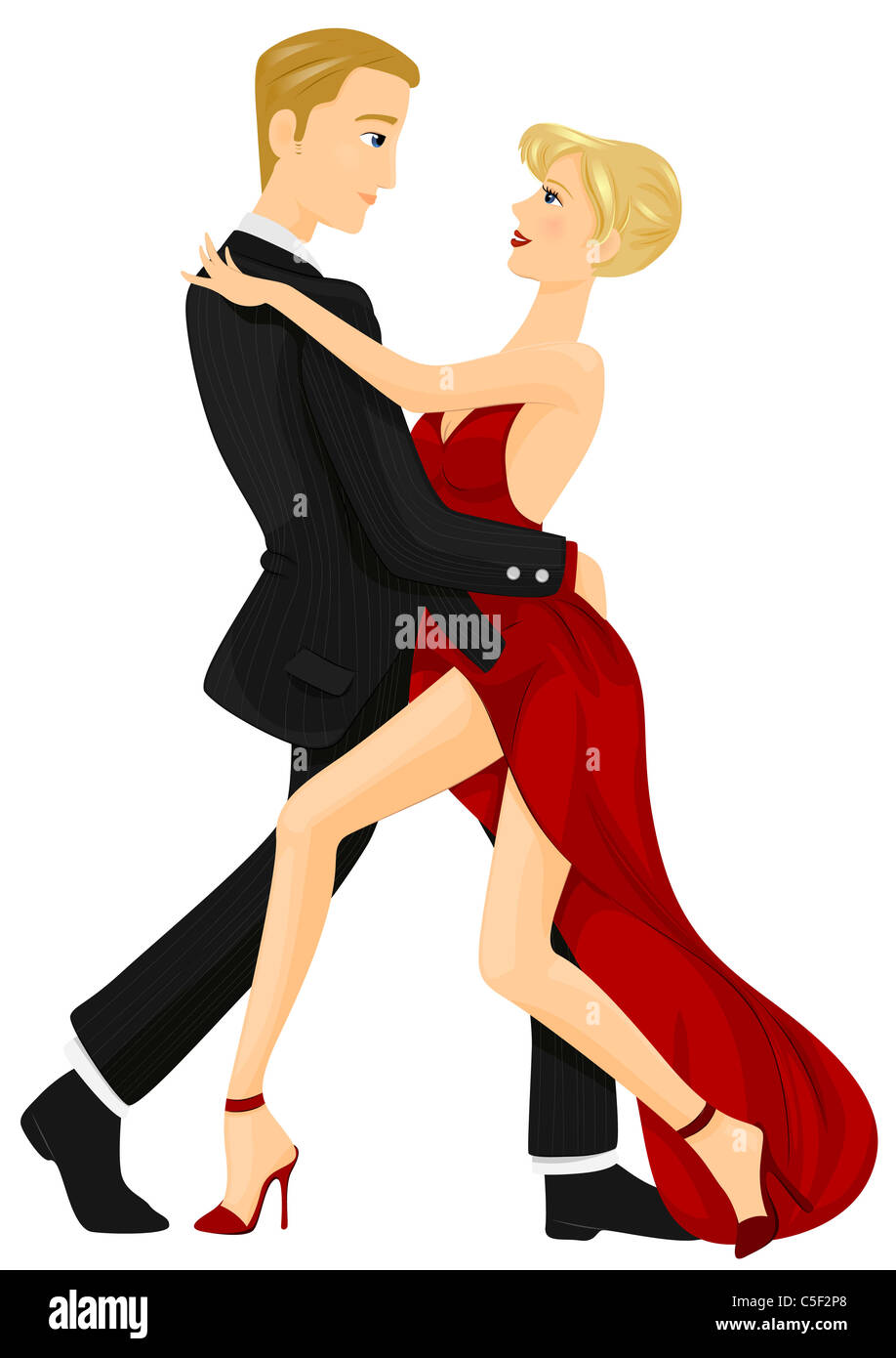 Vector illustration of a dancing couple woman man hi-res stock ...