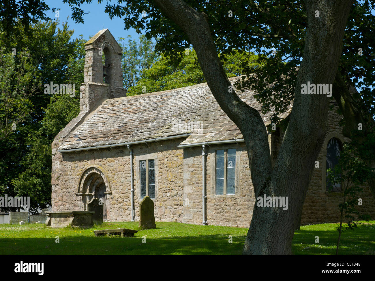 12th century St Helen's Church, in the village of Overton, near Lancaster, Lancashire, England UK Stock Photo