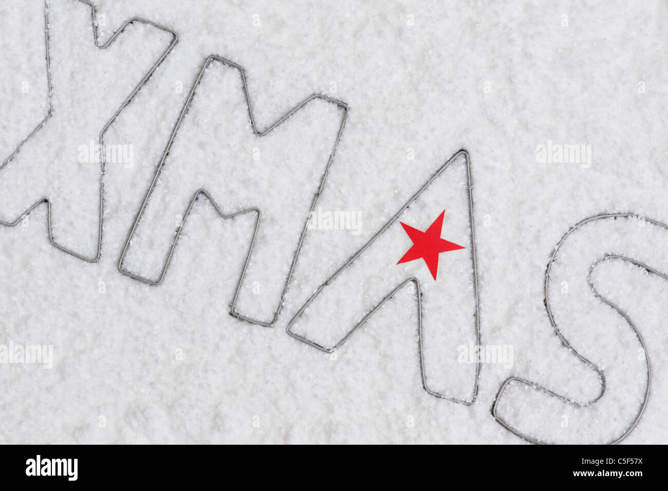 XMAS . Letters star and snow Stock Photo