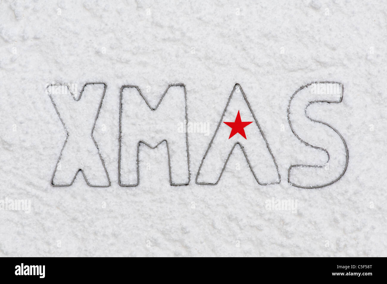 XMAS . Letters star and snow Stock Photo