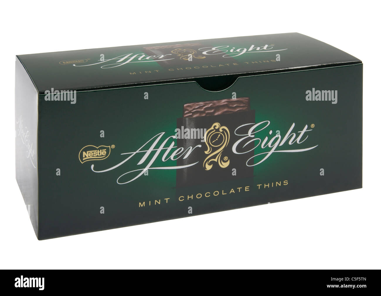 Box of after eight mint chocolate thins on white background Stock Photo