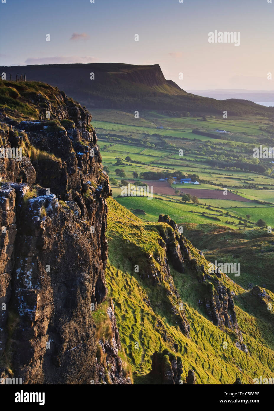 Looking across to Binevenagh Forest and Croaghan on the north County Londonderry coast, Northern Ireland Stock Photo