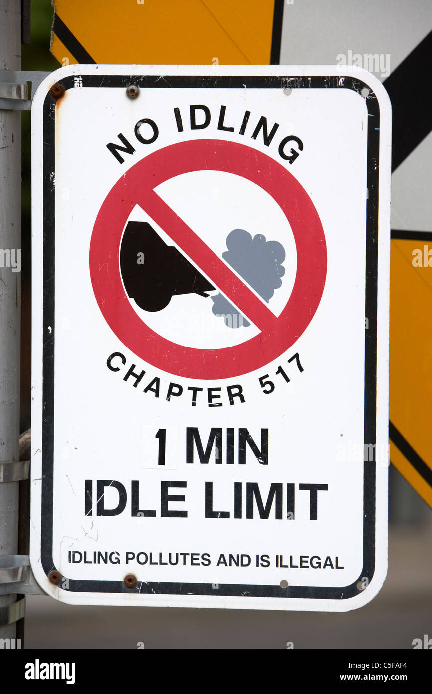 no idling anti pollution street sign in downtown toronto ontario canada Stock Photo
