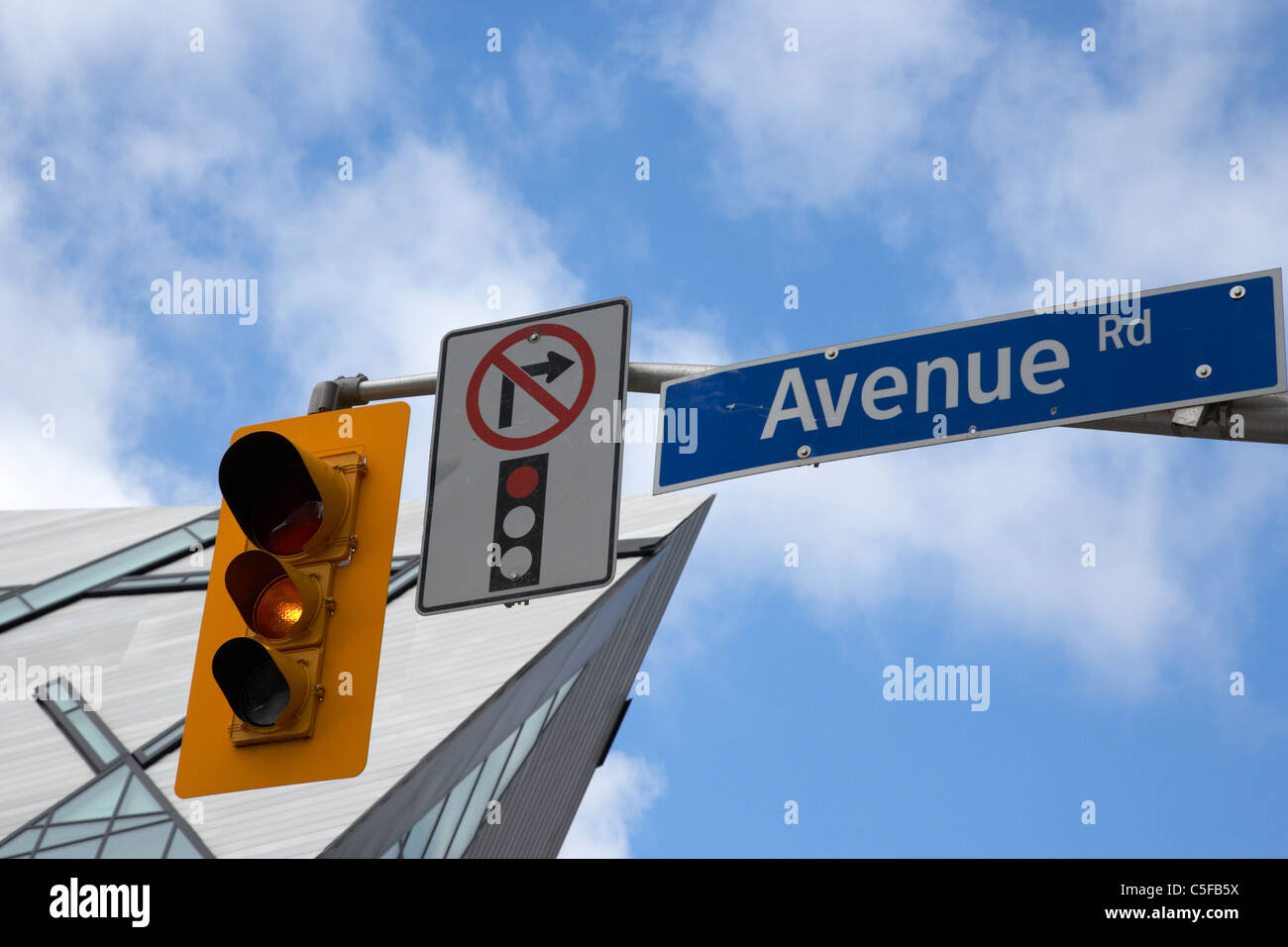 traffic light signals and no right turn on red signs in avenue road downtown toronto ontario canada Stock Photo