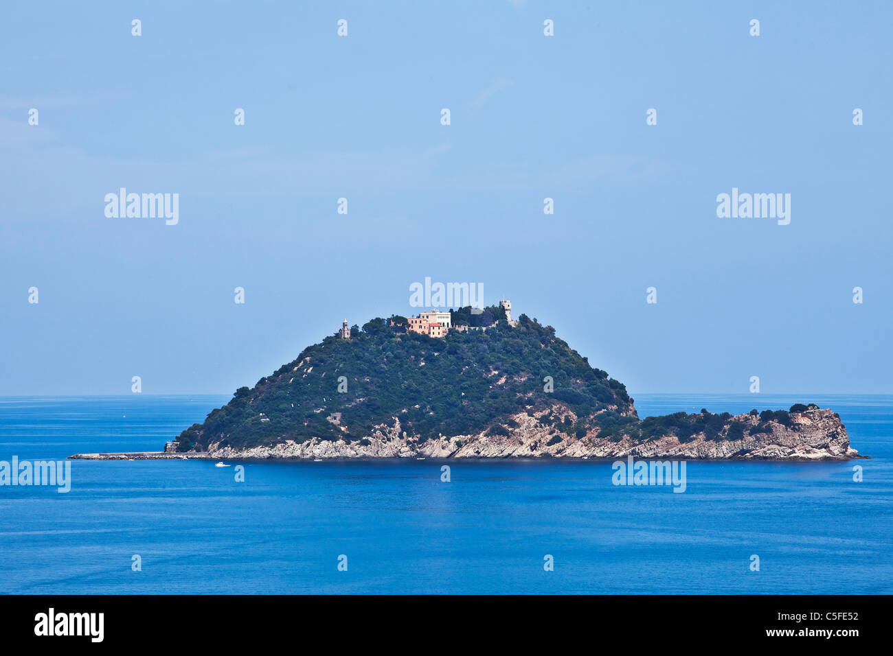 View of the island Gallinara, which is a nature reserve for sea gulls Stock Photo
