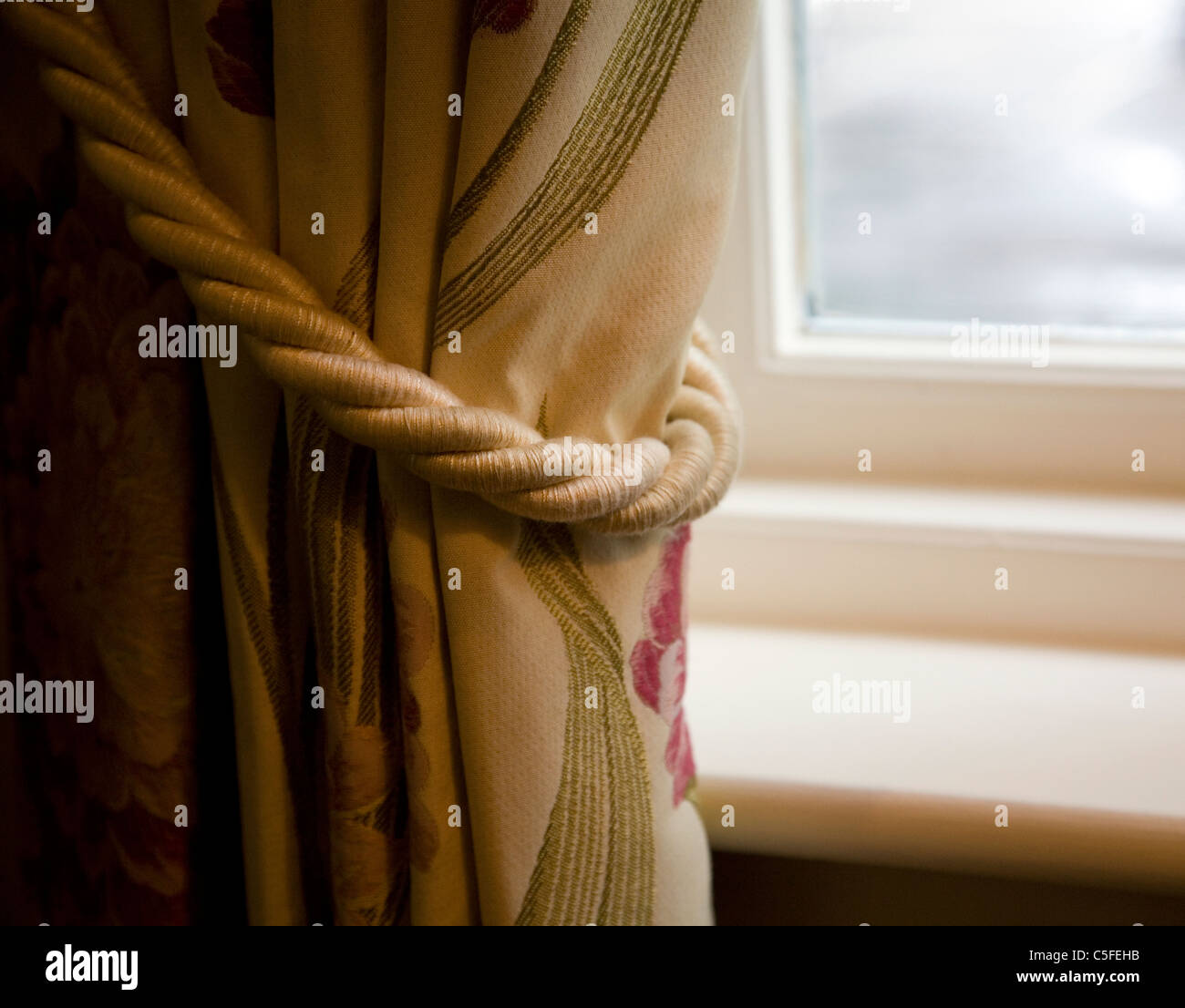 Curtains drawn back Stock Photo Alamy
