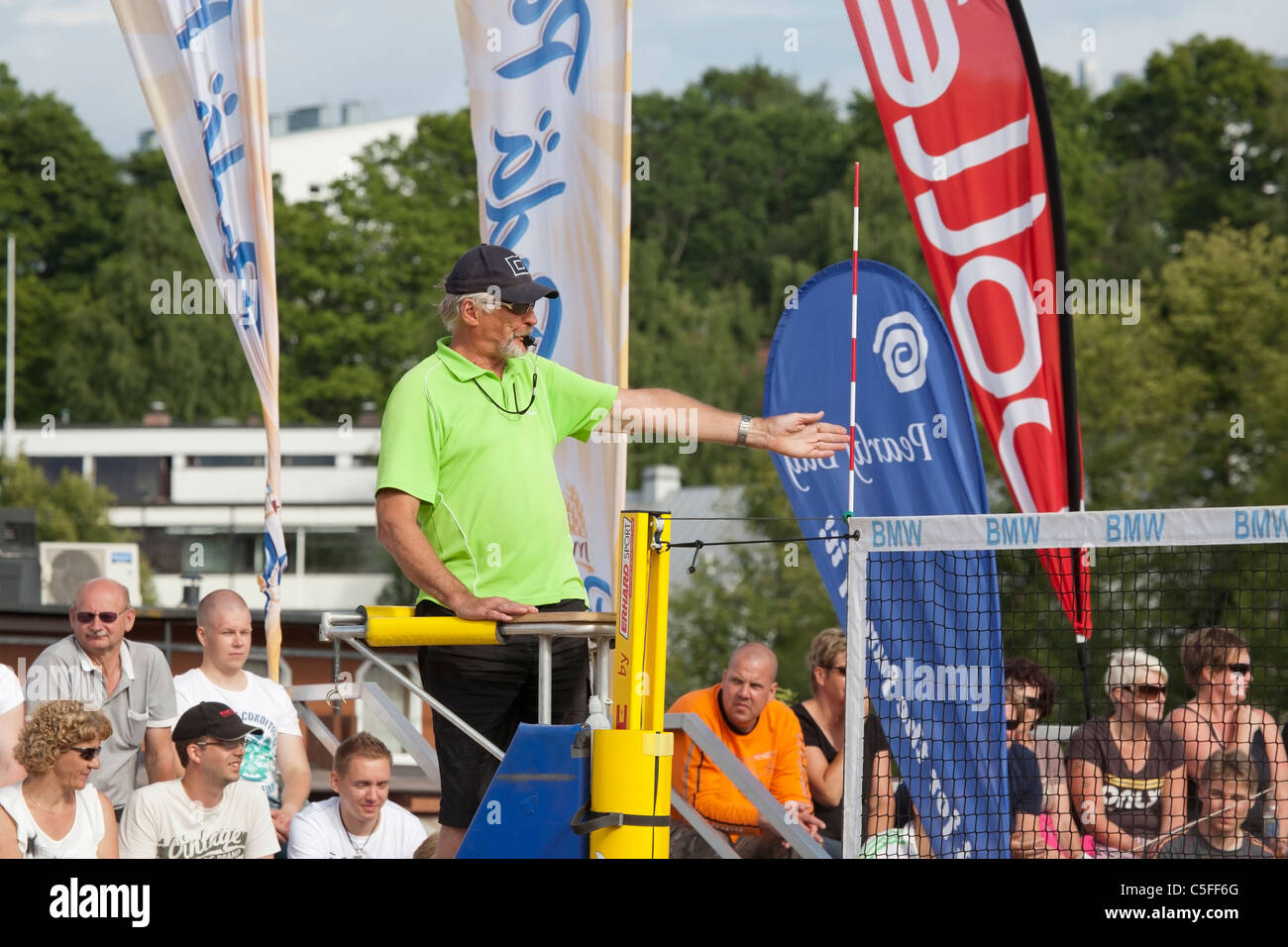 Beach volley referee, Finland Stock Photo Alamy