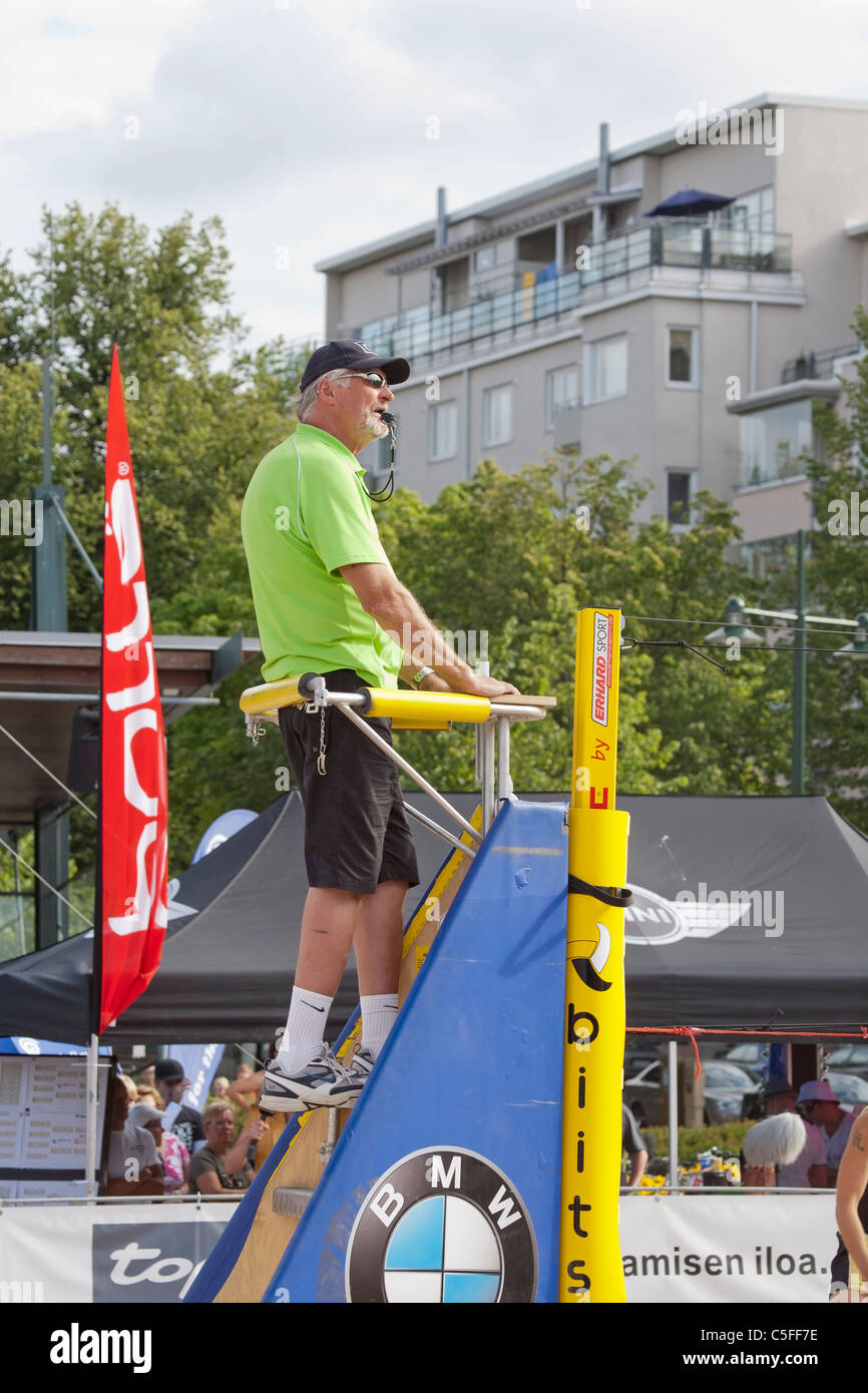 Beach volley referee, Finland Stock Photo Alamy