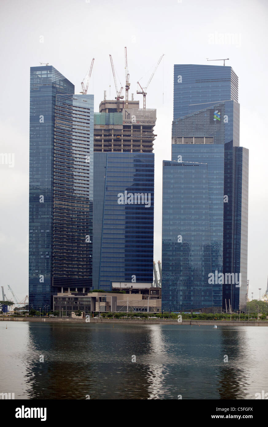 Skyscrapers Under Construction In Marina Bay Singapore Stock Photo Alamy