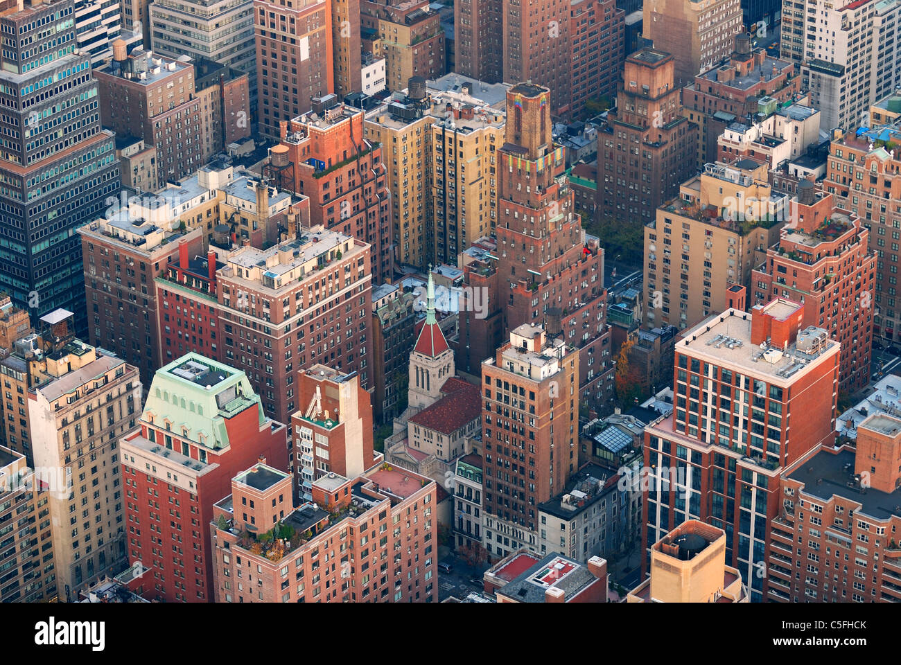 New York City Manhattan skyline aerial view with street and skyscrapers ...