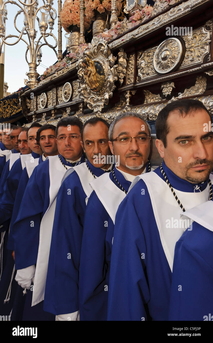 Procession at the  Semana Santa (Holy week) in Malaga, Andalusia, Spain Stock Photo