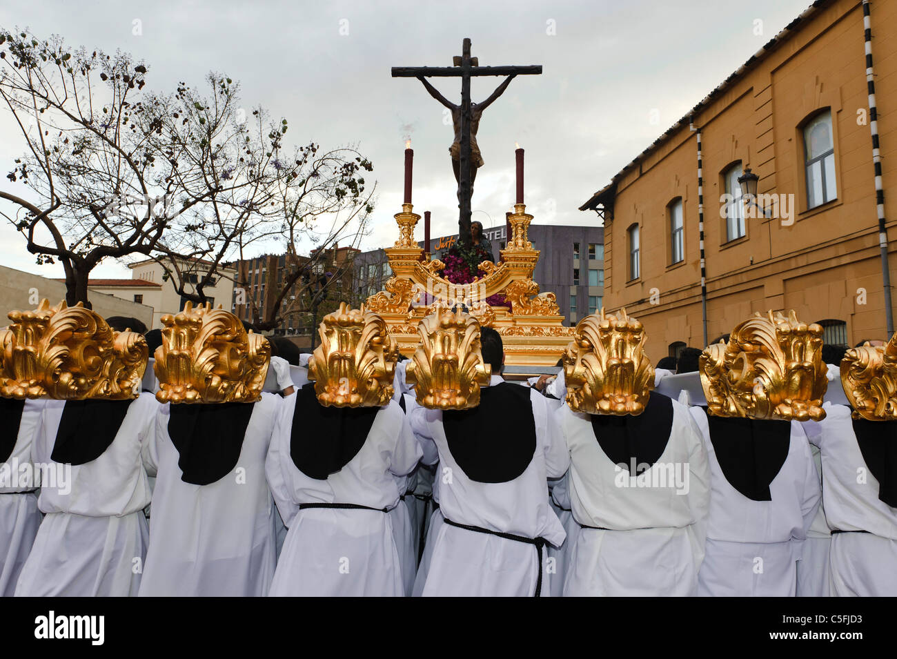 Procession at the  Semana Santa (Holy week) in Malaga, Andalusia, Spain Stock Photo