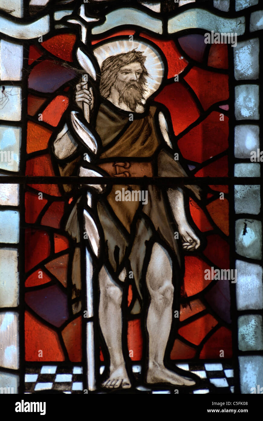 Section of stained glass depicting St.John the Baptist the son of Elizabeth, Stock Photo