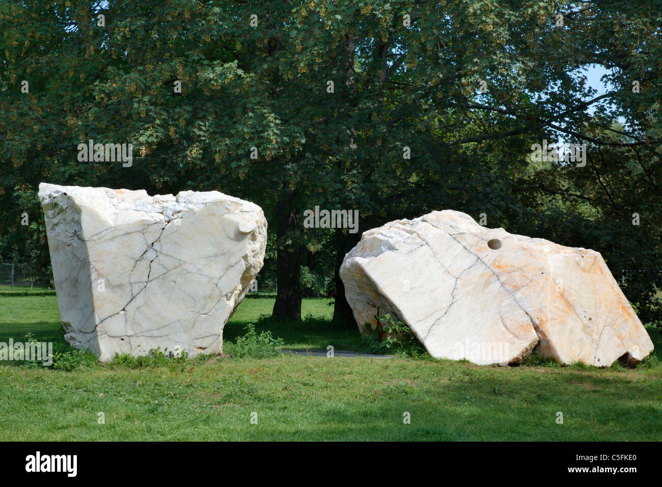 Global Stone Project, Tiergarten, Berlin, Germany - white quartz crystal from Europe 'Awakening' Stock Photo