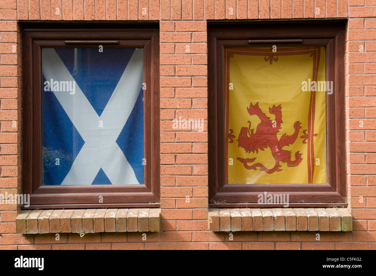 Scottish Flags in an Edinburgh Window Stock Photo Alamy